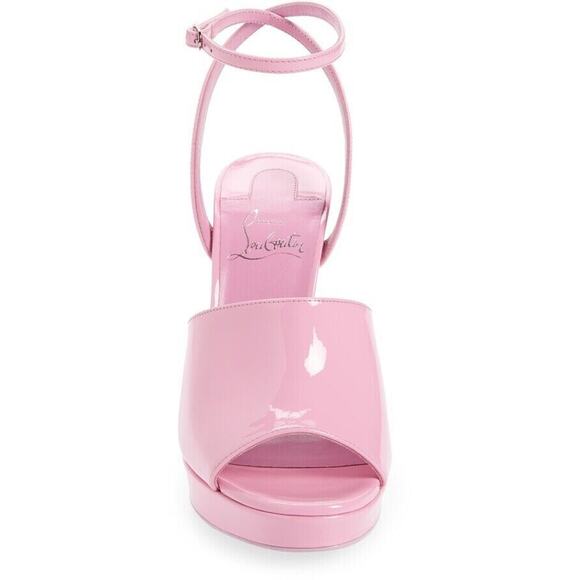Christian Louboutin Miradona 120 Pink Patent Ankle Strap Sandal Heel Pump 39.5 - Picture 6 of 12